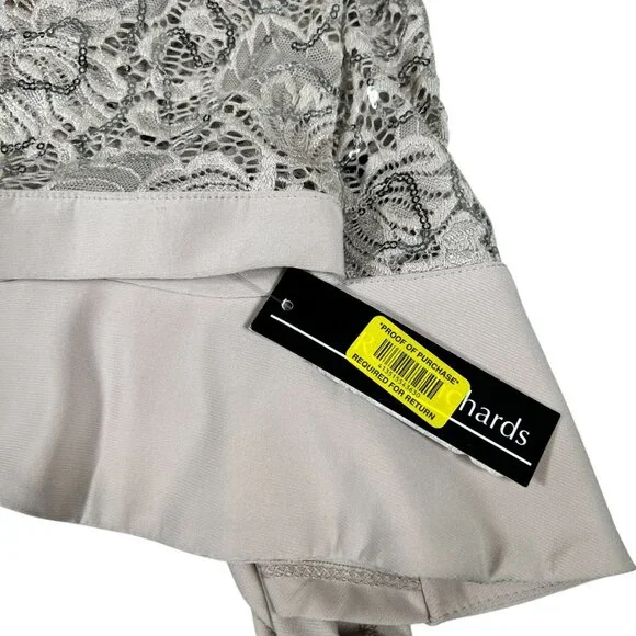 R&M Richards Womens 2 Piece Ruffled Lace Jacket & Dress Champagne Size 6P - Picture 14 of 16